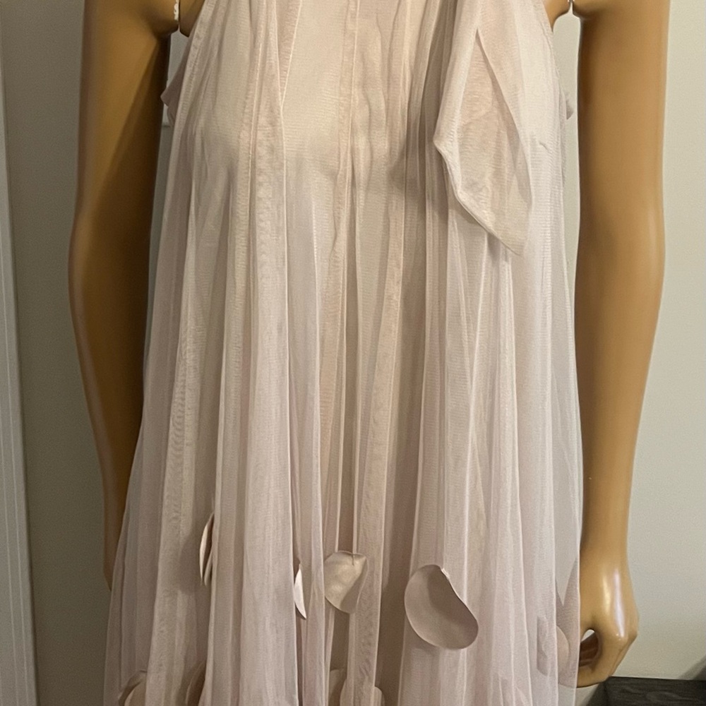 Pre Loved Elegant Light Beige sheer Sleeveless Dress